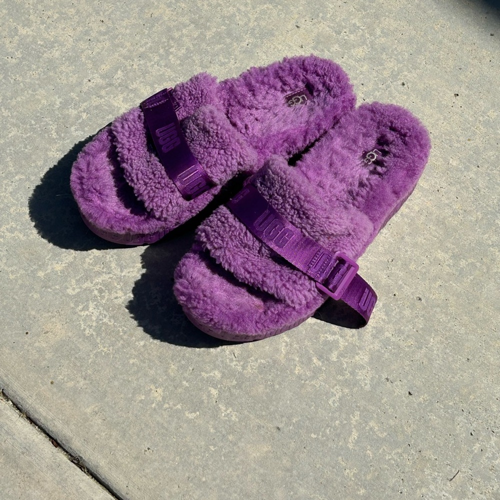 UGG Purple Fluffy Slides